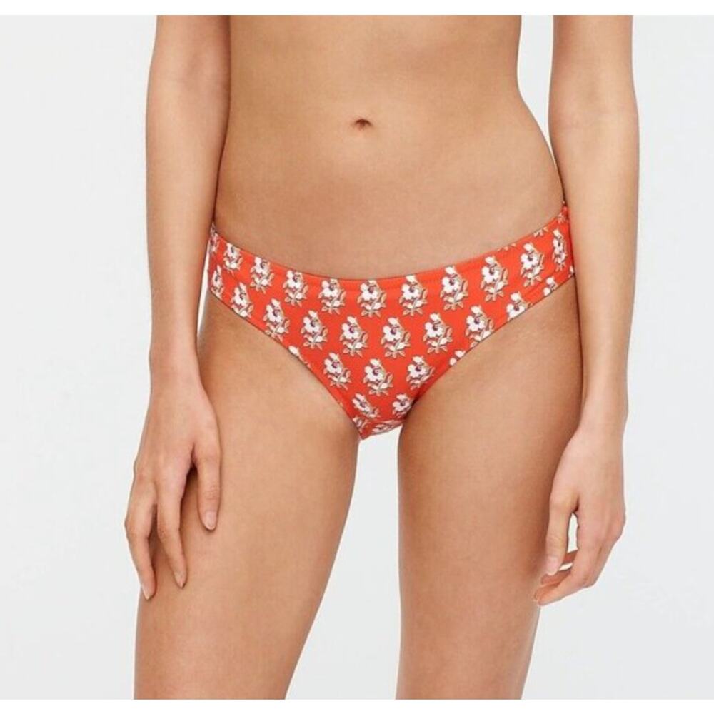 NEW J.‎ Crew Bikini Bottom Women's Size 2X Red Classic Floral Print Surf Hipster